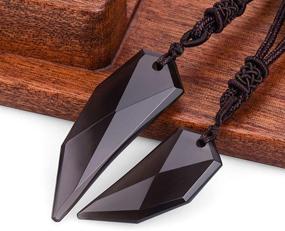 img 3 attached to 💍 Wolentty Obsidian Couples Necklace Featuring Wolf Tooth Design - Ideal Christmas Gift for Matching Jewelry Enthusiasts