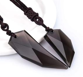 img 2 attached to 💍 Wolentty Obsidian Couples Necklace Featuring Wolf Tooth Design - Ideal Christmas Gift for Matching Jewelry Enthusiasts
