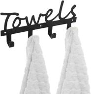 🧺 mygift black metal wall mounted towel rack with 4 hooks - stylish design for kitchen and bathroom towel storage logo