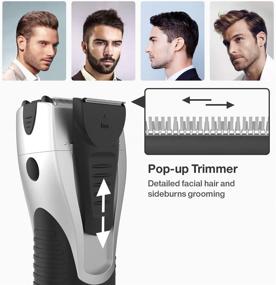 img 1 attached to 🪒 YASUN Men's Foil Shaver: Wet/Dry IPX7 Waterproof Electric Razor for Men with Beard Trimmer, Cordless Rechargeable - YS5800 Silver & Black