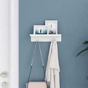 img 1 attached to 🗝️ Functional and Stylish Key Holder for Wall Decor: Mail Organizer, Tray, Key Hook Rack – White, Wall-Mounted, Multifunctional Self-Adhesive Key Holder with Small Wall Shelf for Home