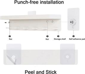 img 2 attached to 🗝️ Functional and Stylish Key Holder for Wall Decor: Mail Organizer, Tray, Key Hook Rack – White, Wall-Mounted, Multifunctional Self-Adhesive Key Holder with Small Wall Shelf for Home