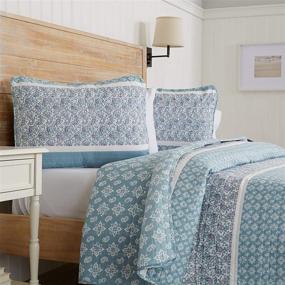 img 3 attached to Full/Queen Size Reversible Paisley Striped Bedspread with 2 Shams - All Season 3-Piece Quilt Set in Sky Blue from Kadi Collection