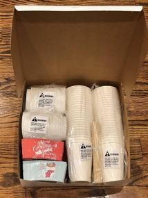 img 1 attached to 🎅 White Christmas Disposable Coffee Cups with Lids (50-Count) - Hot & Cold Drinkware with Holiday Insulated Sleeves: Santa, Stocking, Reindeer - Perfect for Parties, Tea, Cocoa