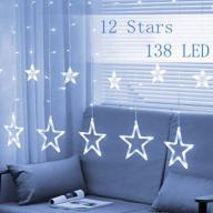 twinkle star 12 stars 138 led curtain string lights with 8 flashing modes – perfect for christmas, wedding, party, home decorations (white) logo