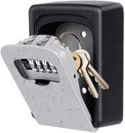 🔒 secure wall mounted key lock box: weatherproof 4 digit combination for realtors, garage & spare keys - grey логотип