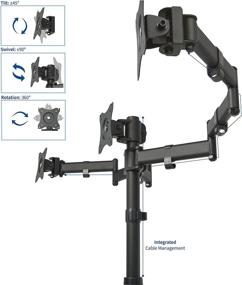 img 2 attached to 🖥️ VIVO Triple Monitor Mount, Adjustable Heavy Duty Articulating Stand for 3 LCD Screens up to 24 inches - STAND-V003M