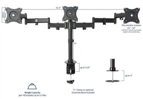 img 3 attached to 🖥️ VIVO Triple Monitor Mount, Adjustable Heavy Duty Articulating Stand for 3 LCD Screens up to 24 inches - STAND-V003M