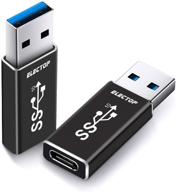 🔌 electop обновленный адаптер usb 3.1 gen 2 мужской разъем - женский разъем type-c (2 штуки) - двусторонняя зарядка и передача данных с пропускной способностью 10 гбит/с, конвертер usb a в usb c 3.1 (черный) логотип