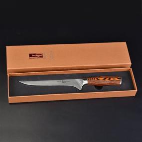 img 2 attached to 🔪 7 Inch TUO Boning Knife - Razor Sharp Fillet Knife - High Carbon German Stainless Steel Kitchen Cutlery - Pakkawood Handle - Luxurious Gift Box Included - Fiery Phoenix Series