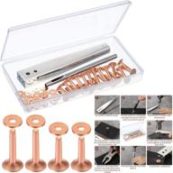 🛠️ stainless steel setter tool for diy leather craft making - red copper rivet fastener install set with burr and hole punch cutter; ideal for belts, wallets, collars, and other leather products logo