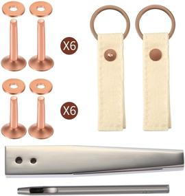 img 1 attached to 🛠️ Stainless Steel Setter Tool for DIY Leather Craft Making - Red Copper Rivet Fastener Install Set with Burr and Hole Punch Cutter; Ideal for Belts, Wallets, Collars, and other Leather Products