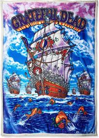 img 1 attached to 🌈 Liquid Blue Grateful Dead Ship of Fools Warm Coral Fleece Throw Blanket for Men, Multicolor, Size 50" X 60