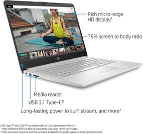 img 4 attached to 💻 HP 14-inch Laptop with AMD Gold 3150U, 4GB RAM, 128GB SSD, Windows 10 Home in S Mode - 14-dk1020nr, Natural Silver