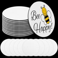 🖌️ 24-pack round sublimation rubber coasters - white heat transfer blanks for diy crafts, painting, heat press - 3.94 x 3.94 inch cup mats logo