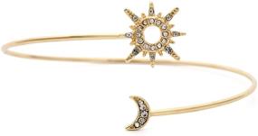 img 4 attached to tenghong2021 Crystal Sun Moon Arm Cuff Bracelet - Elegant Adjustable Rhinestone Armlet for Women and Girls