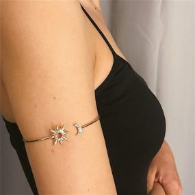 img 1 attached to tenghong2021 Crystal Sun Moon Arm Cuff Bracelet - Elegant Adjustable Rhinestone Armlet for Women and Girls