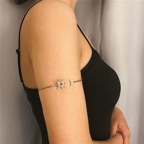 img 2 attached to tenghong2021 Crystal Sun Moon Arm Cuff Bracelet - Elegant Adjustable Rhinestone Armlet for Women and Girls