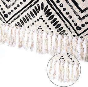 img 3 attached to 🏞️ Lawei Set of 2 Cotton Area Rugs - 2' x 3' + 2' x 4.2' Black & Cream Hand-Woven Cotton Rug with Tassels - Machine Washable Fringe Cotton Throw Rug Runner for Living Room, Bedroom, Doorway Laundry