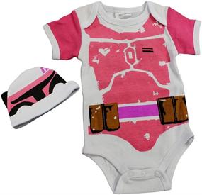 img 2 attached to 👶 Precious in Pink: Knitwits Baby Fett Onesie and Hat Bundle Outfit