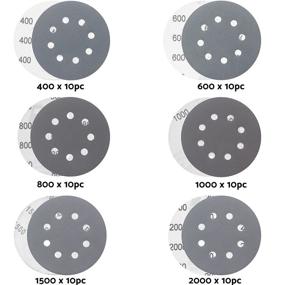 img 2 attached to 🔧 S&F Stead & Fast 60pcs 5 Inch Sanding Discs Hook & Loop 8 Holes Wet Dry 400 600 800 1000 1500 2000 Grit Orbital Sander Sandpaper with Tack Cloth, Silicon Carbide Round Flocking Sandpaper for Optimal SEO