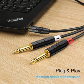 img 1 attached to 🎧 15FT 3.5mm TRS to Dual 6.35mm TS Mono Y-Cable Splitter: iPhone, iPod, Laptop, CD Players, and More!