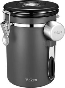 img 4 attached to ☕ Veken Coffee Canister - Airtight Stainless Steel Kitchen Food Storage Container with Date Tracker and Scoop - Ideal for Beans, Grounds, Tea, Flour, Cereal, Sugar, 22OZ Capacity - Stylish Gray Design