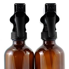 img 1 attached to 🧴 Pack of 2- 8 oz Amber Glass Boston Round Bottles with Black Trigger Sprays