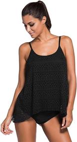 img 3 attached to 👙 Stylish Vanbuy Women's Mesh Lace Layered Tankini Swimsuits: Two-Piece Set with Bikini Bottom