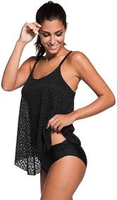 img 2 attached to 👙 Stylish Vanbuy Women's Mesh Lace Layered Tankini Swimsuits: Two-Piece Set with Bikini Bottom