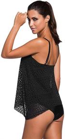 img 1 attached to 👙 Stylish Vanbuy Women's Mesh Lace Layered Tankini Swimsuits: Two-Piece Set with Bikini Bottom