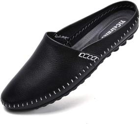 img 4 attached to Experience Ultimate Comfort with YiCeirnier Leather Loafer Slippers