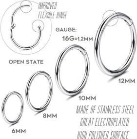 img 2 attached to 💎 Sleek and Stylish Jstyle Surgical Cartilage Earrings: Chic Women's Body Jewelry