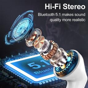 img 2 attached to Беспроводные наушники Bluetooth с функцией Bluetooth, длительной автономностью в 30 часов, стереозвуком 5.1 HiFi, сенсорным управлением, встроенным микрофоном, защитой от влаги по стандарту IPX6, идеально подходят для тренировок в спортзале, дома и офиса.