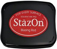 🔴 vibrant tsukineko full-size stazon multi-surface inkpad in blazing red: explore endless creative possibilities logo