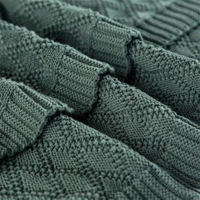 img 2 attached to Super Soft Dark Green 100% Cotton Knit Woven Throw Blanket - Lightweight & Warm Blanket for Bedroom/Living Room - All Seasons Suitable for Adults and Kids (50X60 Inch)