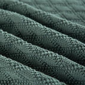 img 3 attached to Super Soft Dark Green 100% Cotton Knit Woven Throw Blanket - Lightweight & Warm Blanket for Bedroom/Living Room - All Seasons Suitable for Adults and Kids (50X60 Inch)