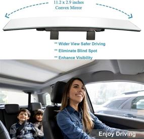 img 2 attached to KITBEST Wide Angle Panoramic Clip On Rearview Mirror - Frameless Convex Interior Rear View Mirror for Cars, SUVs, and Trucks (11.8” L x 2.8” H)