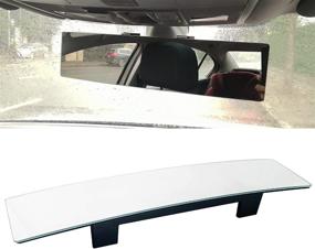 img 4 attached to KITBEST Wide Angle Panoramic Clip On Rearview Mirror - Frameless Convex Interior Rear View Mirror for Cars, SUVs, and Trucks (11.8” L x 2.8” H)