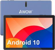 📱 awow utbook: android 10 tablet with 4gb ram, 64gb storage, 10.1 inch ips hd display, quad-core processor, and 13mp rear camera – grey logo