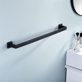 img 1 attached to 🛀 KES Black Towel Bar 30-Inch Towel Rack: No Drill Square Wall Mounted Stainless Steel Bathroom Organizer