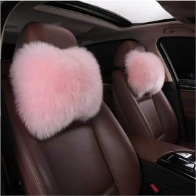 img 4 attached to Warm Wool Car Seat Neck Rest Pillow - EGBANG Headrest Head Support for Winter Comfort and Car Decor Accessories (Pink)
