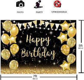 img 3 attached to Funnytree 7X5Ft Black And Gold Happy Birthday Backdrop For Party Glitter Golden Balloons Background Men Women Bday Event Favors Supplies Decoration Flag Background Selfie Photo Booth