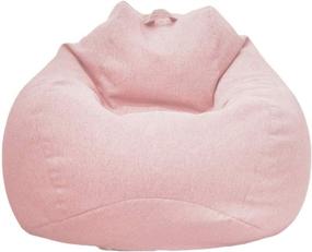 img 4 attached to 🪑 Extra Soft Cotton Linen Memory Foam Beanbag Replacement Cover - Stuffed Animal Storage Bean Bag Cover (No Filler) for Adults Kids Without Filling