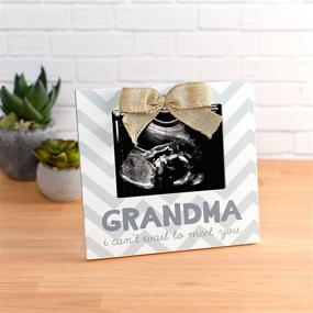 img 3 attached to 🌸 Little Blossoms by Pearhead ‘Grandma I Can’t Wait to Meet You’ Chevron Sonogram Frame for Gender Reveal, Neutral Ultrasound Photo Frame for Baby Boy or Girl, Gray and White