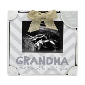 img 1 attached to 🌸 Little Blossoms by Pearhead ‘Grandma I Can’t Wait to Meet You’ Chevron Sonogram Frame for Gender Reveal, Neutral Ultrasound Photo Frame for Baby Boy or Girl, Gray and White