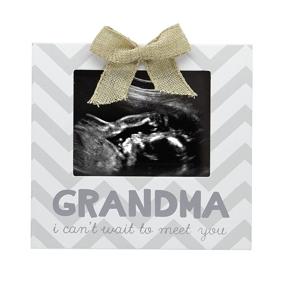 img 4 attached to 🌸 Little Blossoms by Pearhead ‘Grandma I Can’t Wait to Meet You’ Chevron Sonogram Frame for Gender Reveal, Neutral Ultrasound Photo Frame for Baby Boy or Girl, Gray and White