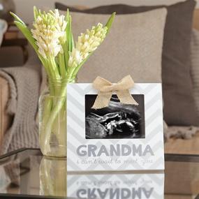 img 2 attached to 🌸 Little Blossoms by Pearhead ‘Grandma I Can’t Wait to Meet You’ Chevron Sonogram Frame for Gender Reveal, Neutral Ultrasound Photo Frame for Baby Boy or Girl, Gray and White