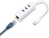 🔌 tp-link usb 3.0 to ethernet adapter: portable 3-port usb hub with gigabit rj45 ethernet - supports win 7/8/8.1/10, mac os x, linux, chrome os logo