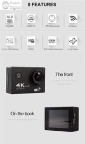 img 4 attached to 4K 16MP WiFi Waterproof Action Camera with Remote Control, Sony Sensor, 170 Ultra Wide Lens - AD Sports Camera